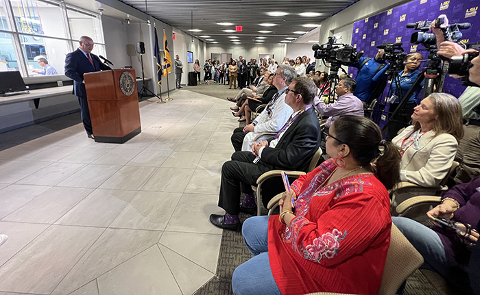 Governor Edwards speaking at LSU Health